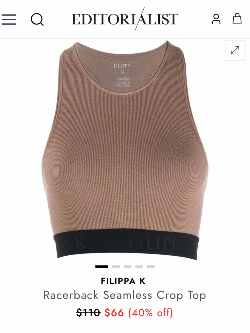 Filippa K Taupe Racerback Seamless Sports Crop